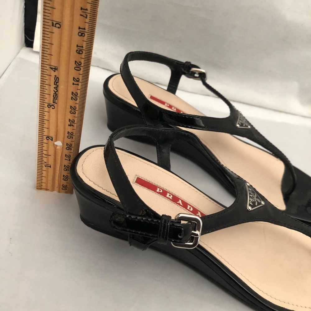 Prada patent leather T-strap wedge sandal EU36 US6 - Picture 5 of 7